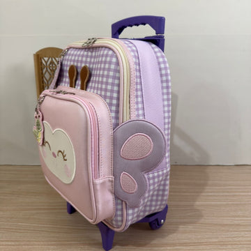 Mochila Escolar Borboleta Xadrez